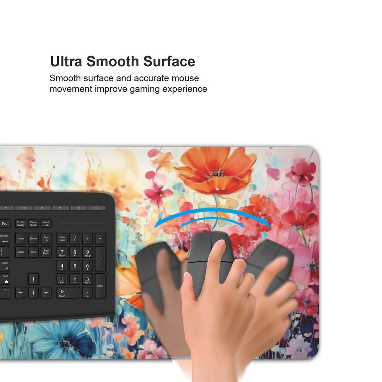 35.4 x 15.7 in, Waterproof XXL Large Mouse Pad for Desk, Extended Keyboard Mouse Mat for Computer Office, Big Laptop Mouse pad, Gaming Pc-Colorful Flowers