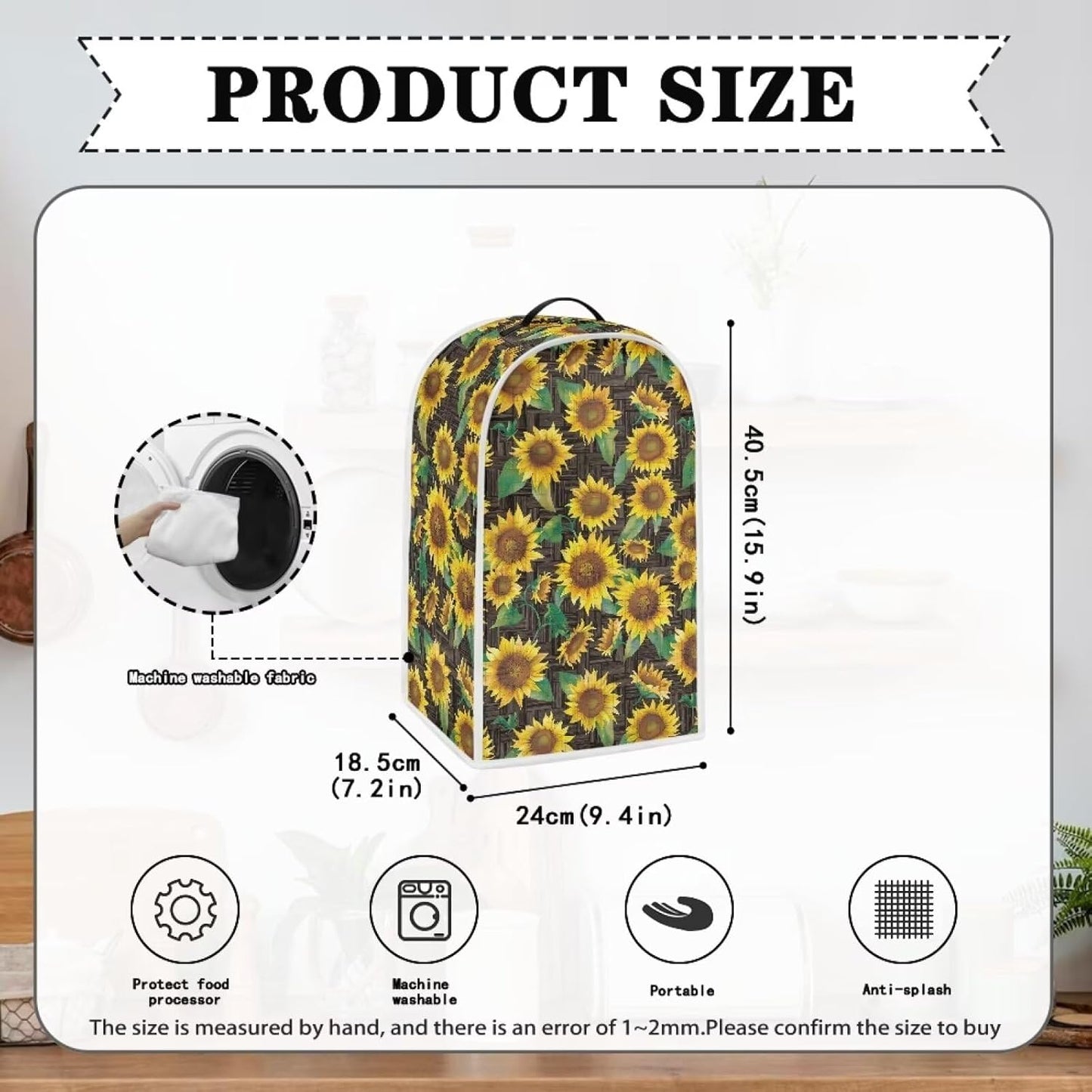 Sunflower Pattern Kitchen Appliance Covers, Dustproof Cover for Food Processor, Juicer, Coffee Maker, Washable