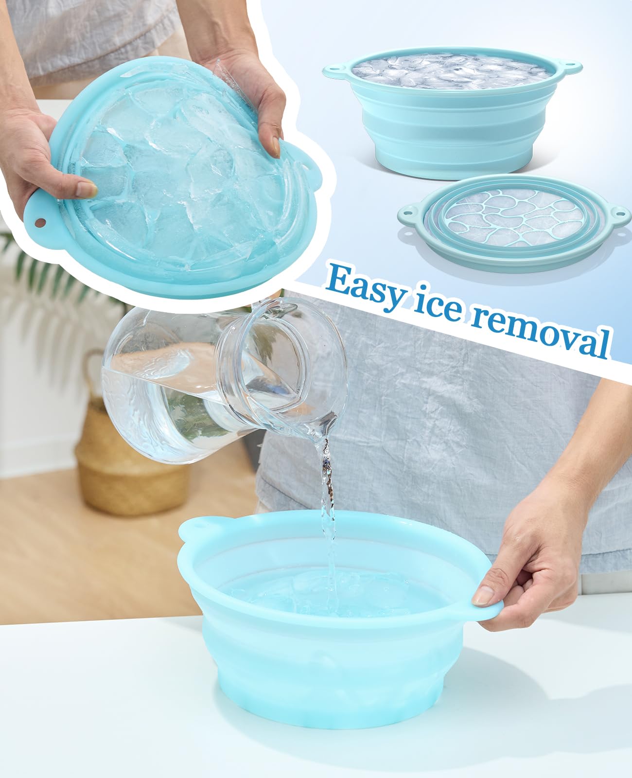 Face Bowl for Ice with Built-in Ice Tray – Collapsible Silicone Facial Ice Bath Bowl for Cold Plunge Therapy, Skin Tightening & Acne Relief – Portable Spa Tool for Home & Travel(Black)