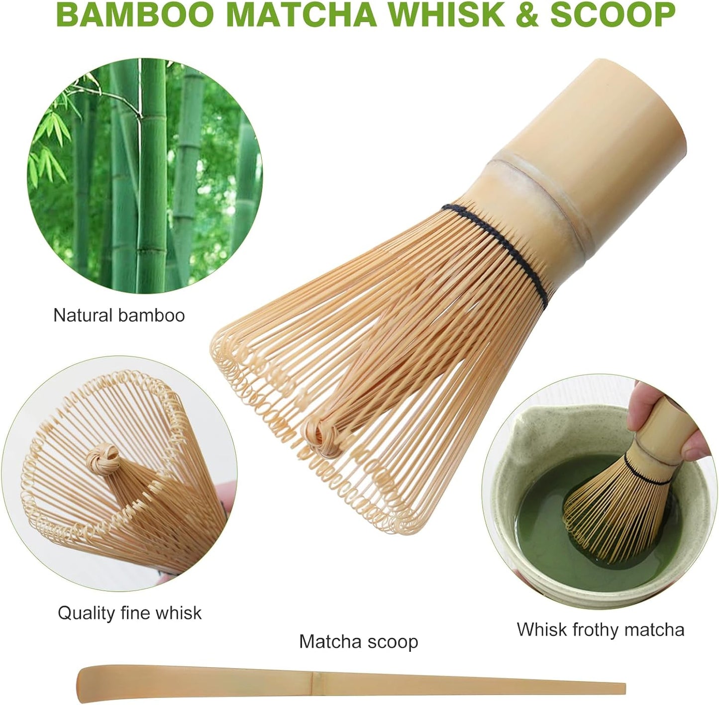 Matcha Whisk Set - Premium Ceremonial Grade Matcha Kit with Bamboo Whisk, Bowl, Scoop & Sifter