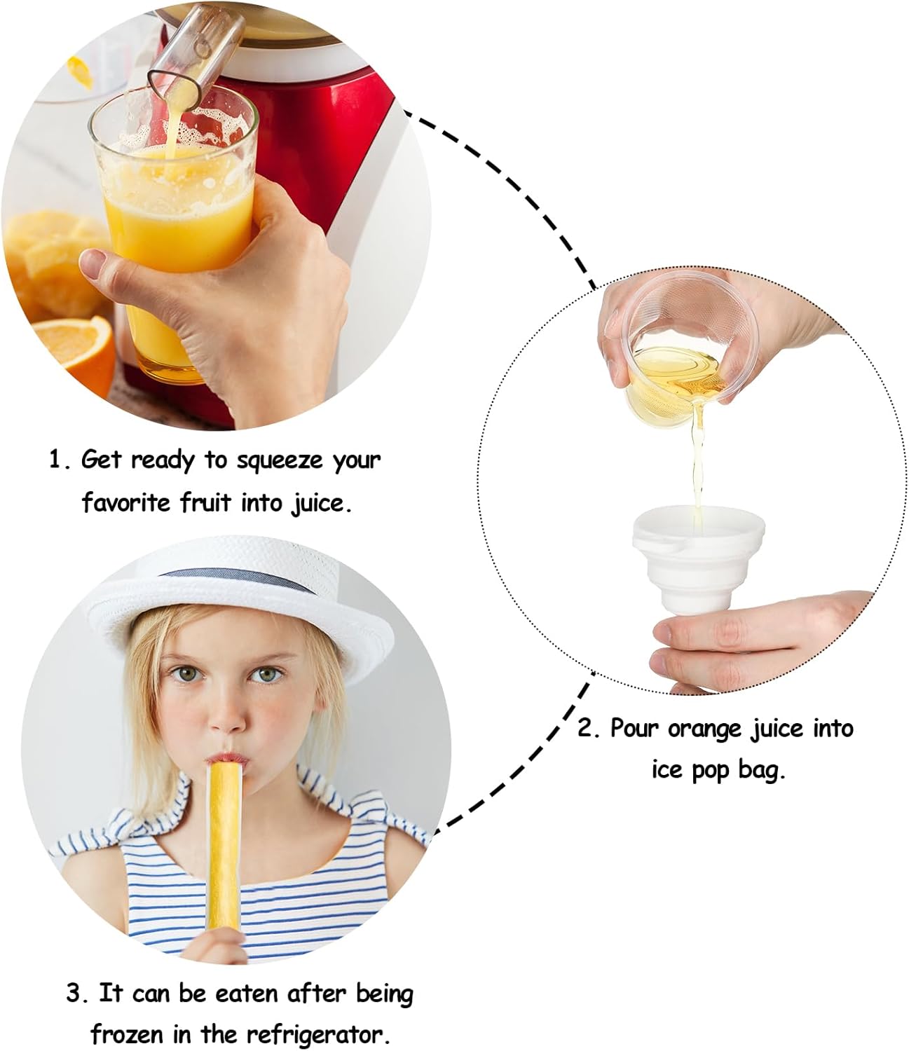 450 3 Smoothies(8.7 2.4 Inch) Shappy Pcs Disposable Ice Pop Mold Bags with Silicone Funnels Freezer Tubes with Zipper