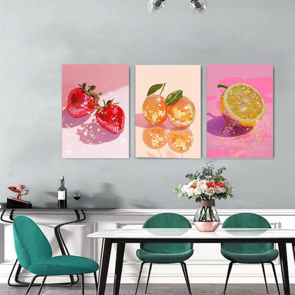 RYMILIE 3 Packs Fruit Diamond Art Kits for Adults, Cute Diamond Art Kits for Beginners-DIY 5D Gem Painting Kit for Home Wall Decor Gifts 【11.8x15.7inch】