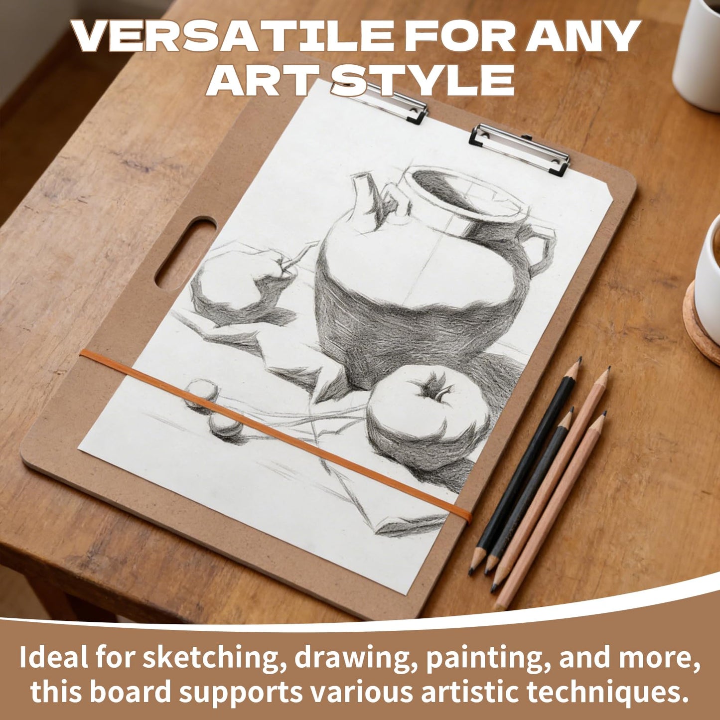 4 PCS 18” x 24” Drawing Board, Large Hardboard Artist Sketch Tote Board with Handle, Clip & Rubber Band, Portable Lightweight Art Board for Painting, Sketching, Travel, Studio