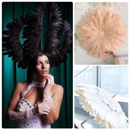 MAOFENG 2 Yards Natural Goose Feathers Trim Sewing Fringe Fashion Dress Sewing 6-8inch for DIY Handicrafts Costumes Decoration,Mixed