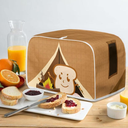 chaqlin Toaster Covers, 2 Slice Wide Slot, Cute Brown Toast Print, Machine Washable Bread Maker Cover