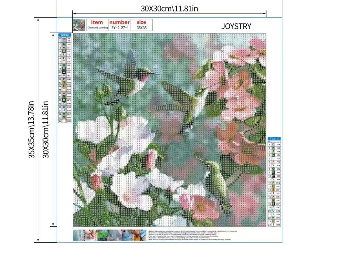 JOYSTRY Diamond Art Dots Painting Kits for Adults, DIY Hummingbird Paint with Diamonds Large Size Full Drill Round Gem Jewel Crystal Paintings Kit for Home Wall Decoration (Hummingbirds 14x14 in)