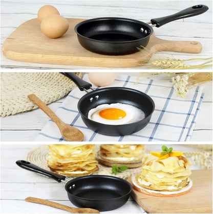 GOWENIC Egg Mini Frying Pan, Black, 12cm Household Small Kitchen Cooker for Frying Eggs