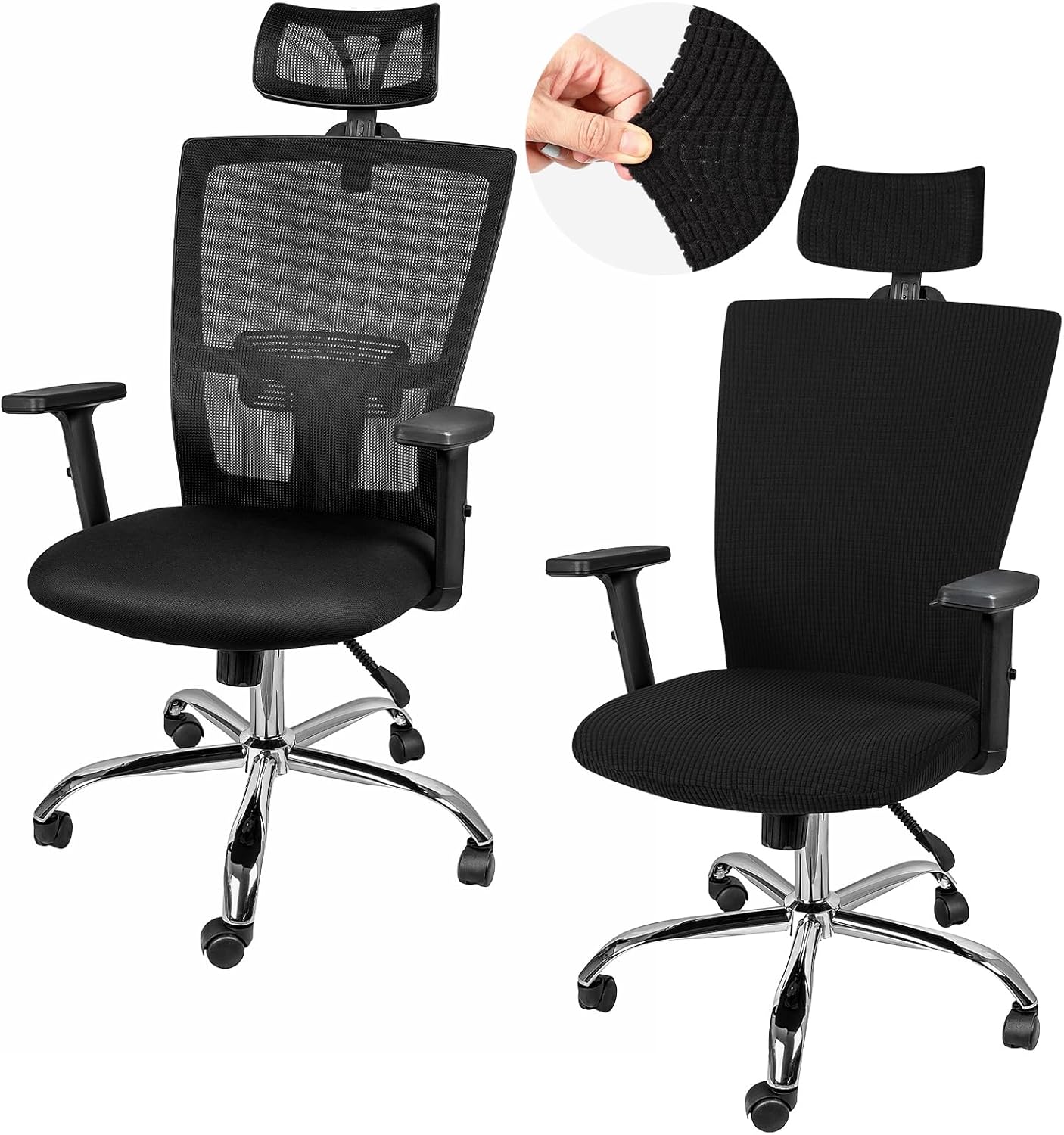 Lounsweer 3 Pieces Headrest Chair Cover, Office Chair Cover, Rolling Desk Chair Cover, Gaming Chair Covers, Stretch