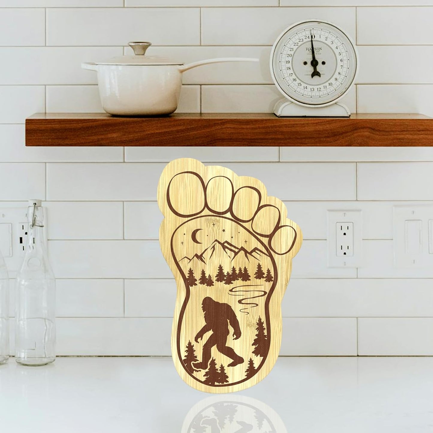 Unique Bigfoot Gifts - Sasquatch Charcuterie Board 12.6" X 7.6" Footprint Cheese Board & Serving Tray for Party Gifts