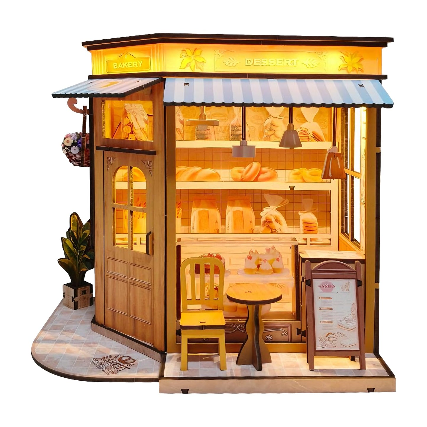 Joibabe DIY Miniature House - LED Lighting Book Nook Kit Dollhouse Kit for Adults and Teens, Book Nook Tiny House Bookshelf 3D Wooden Puzzle, Gifts for Family Friends (Bakery)