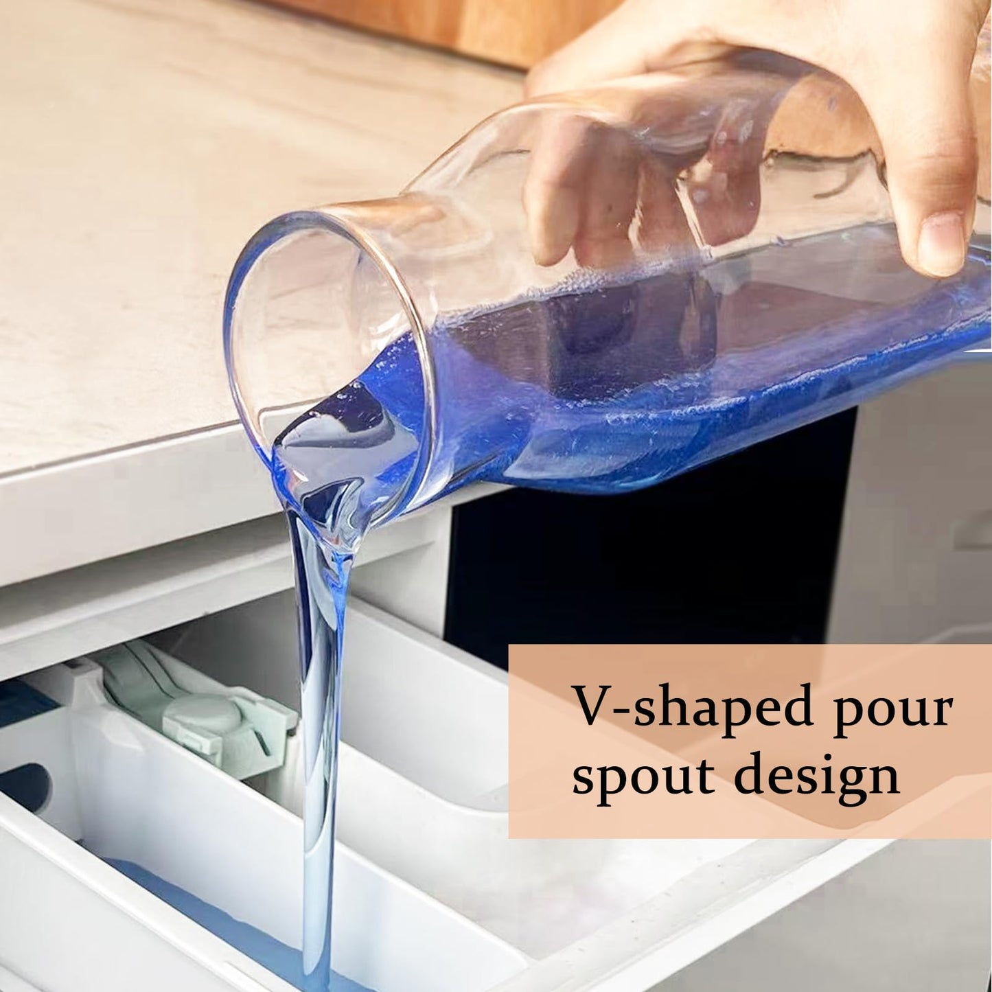 Glass Laundry Detergent Dispenser Set with Cork Lids, Fabric Softener Dispenser, Easy Pour 3 Pack Laundry Bottles, Liquid Detergent Containers, Scent Booster & Bleach Container for Laundry Room