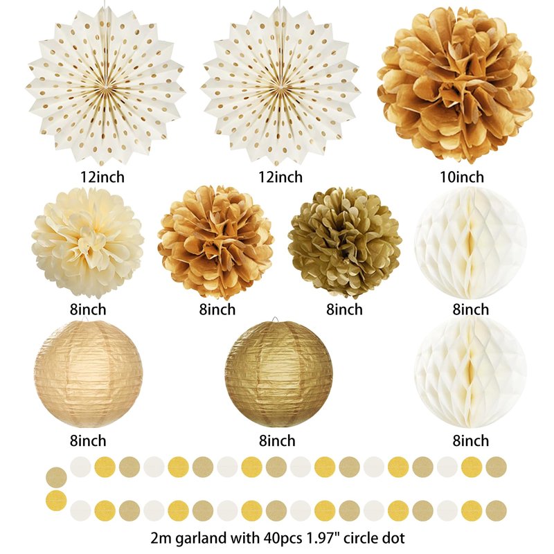 Roetyce 50th Anniversary Decorations, Gold Glitter Happy 50th Anniversary Banner Photo Background for Women Men, Cheers to 50 Years Backdrop Pompoms Paper Fans Party Supplies Dad Mom