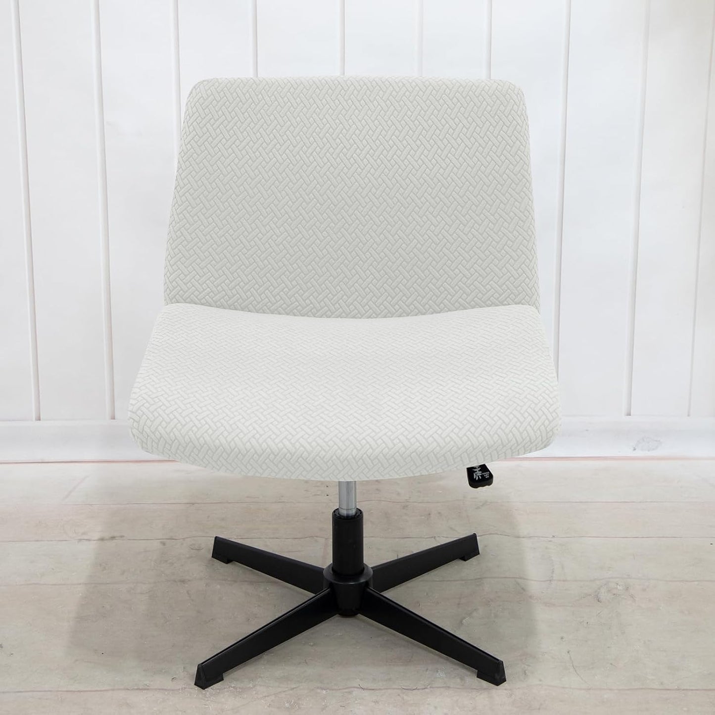 ele ELEOPTION Stretch Armless Chair Cover, White Weave Protector for Office Desk Chair, Home Furniture Slipcover