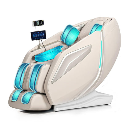 RelaxRelife Full Body Zero Gravity Massage Chair with Body Scan 4D Intelligent Shiatsu Strecth Massage, Back/Leg Heated with AI Voice Control Bluetooth Speaker Airbags SL Track Massage Beige