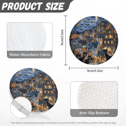 FOR U DESIGNS Set 6 Halloween Drink Coasters - of Water Absorbing Outdoor Table Coasters