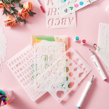 Midenco Reusable Small Letter Stencils for Painting, 36 Pcs (1/4, 1/2, 3/4, 1, 5/4 in.) Plastic Templates with Number & Alphabet - DIY Crafts