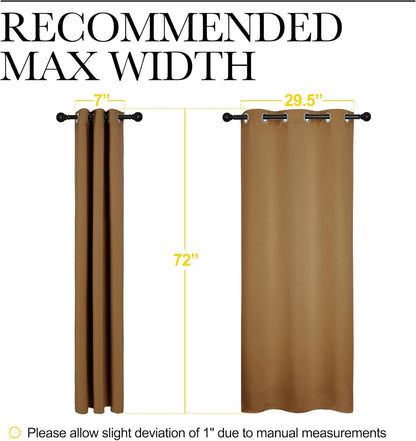 NICETOWN Blackout Curtains - Noise Reducing & Draft Blocking | 72-Inch Length, Gold Brown (2 Panels)