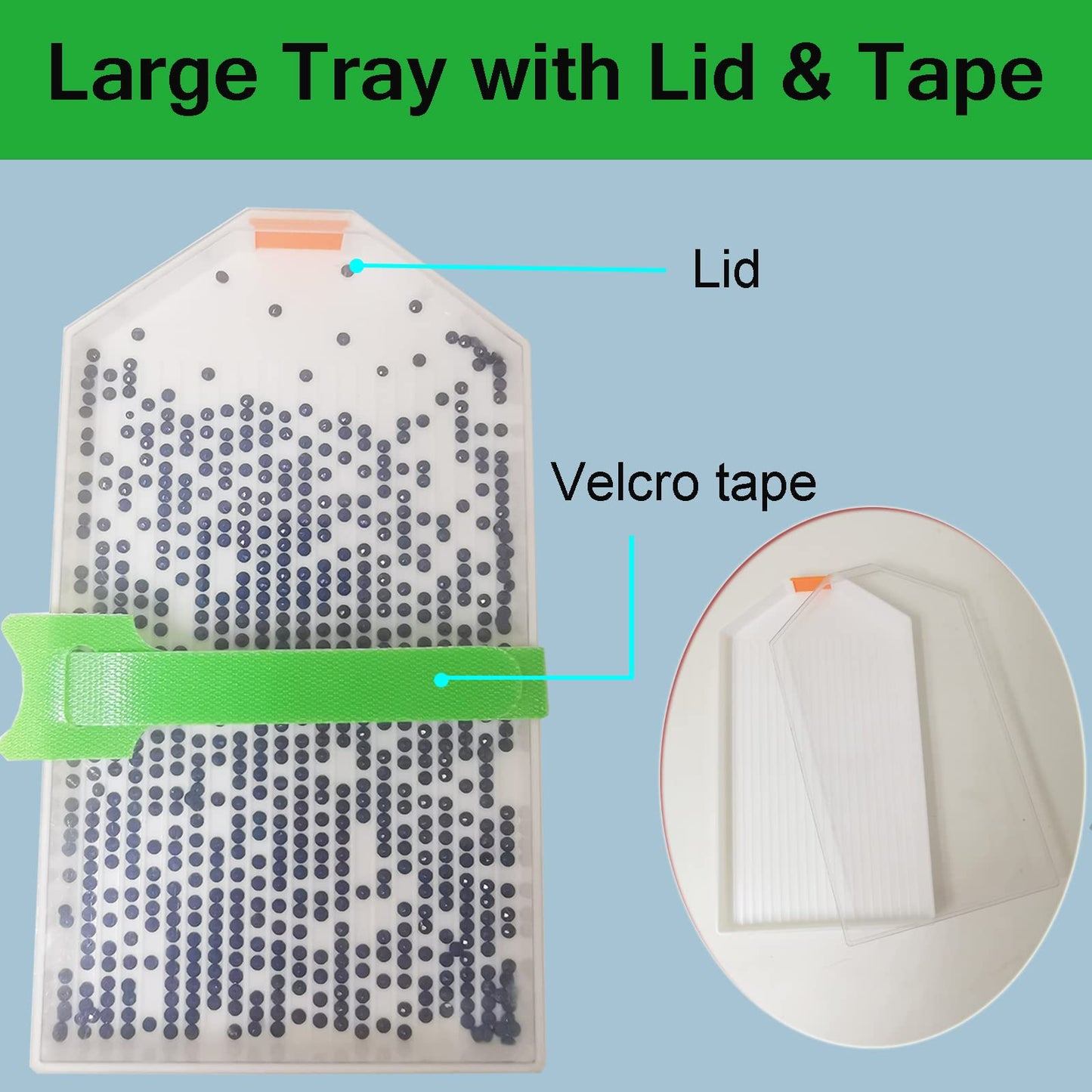 Benote Diamond Painting Tray with Lid/Cover, Diamond Art Tools Rhinestone Tray Kit, Diamond Painting Brush Accessories Help Beads Line up, Anti-Slip Tools Sticky Mat for DIY Art Craft