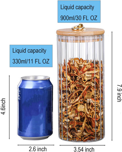 Glass Coffee Nuts Canister, Airtight Storage Jar with Bamboo Lids for Home Kitchen Storing Candy & Spices