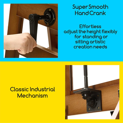 MEEDEN Extra-Large H Frame Easel: Solid Beech Wood Artist Painting Easel for Adults - Professional Heavy Duty Studio Easel with Crank - Movable and Tilting Flat Art Easel Stand for Canvas up to 76.7"