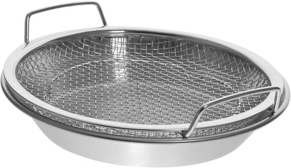 Mesh Drain Pan Set - Barbeque Grill Plate and Vegetable Drainer for Smokeless Roasting and Steaming