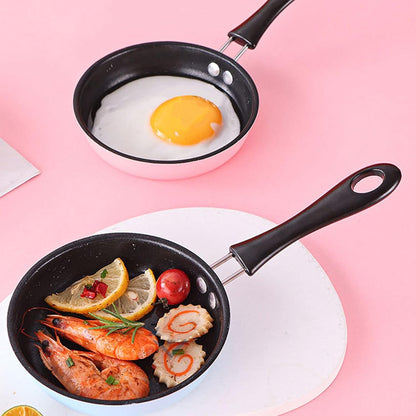 Fdit 12cm Mini Round Egg Fry Pan, Blue Egg Pancake Maker with Long Handle Cookware