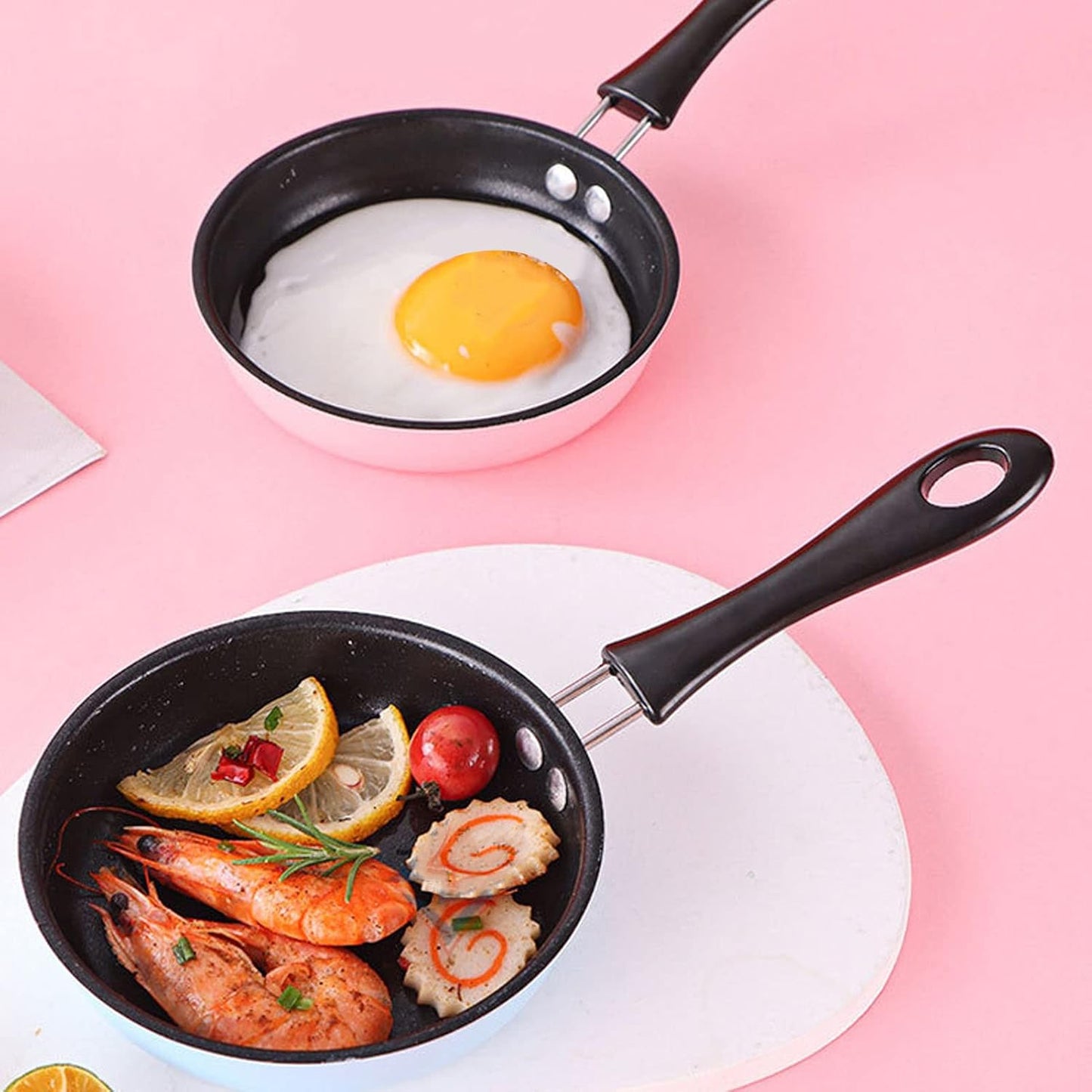 Dpofirs Mini Induction Frying Egg Pan, 4.7in Single Egg Small Pan with Heat Insulation Long Handle