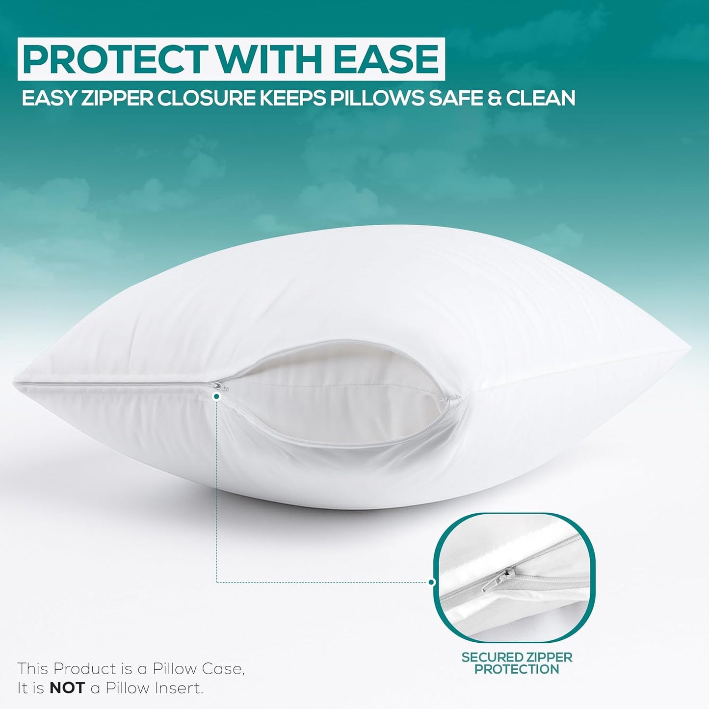 Utopia Bedding King Size Pillow Protectors - Set of 6 Zippered, Waterproof & Dust Mite Proof Covers (White)