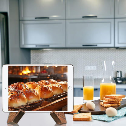 Cookbook Stand for Kitchen: Wooden Recipe Holder, Multifunctional Display for Tablet and Vinyl Records