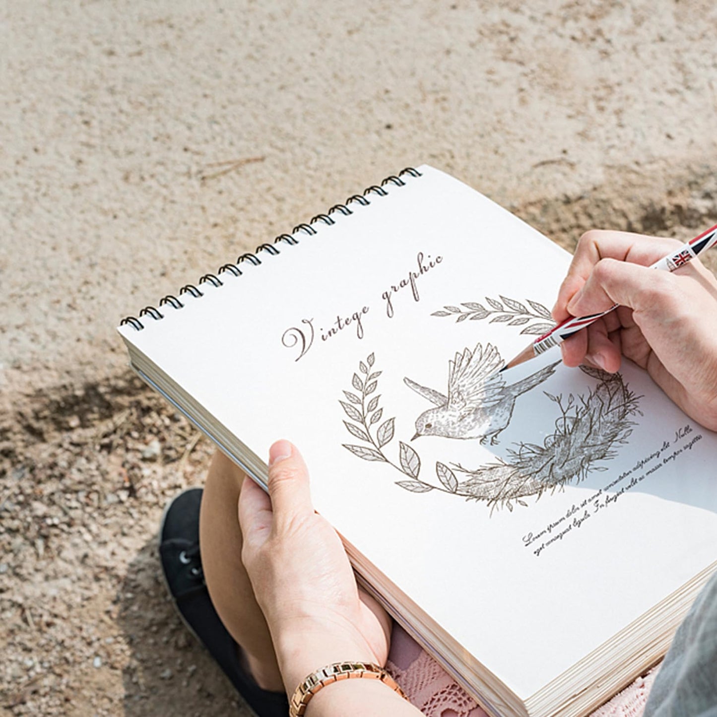 Deokke Sketchbook Top Spiral Bound Sketch Pad, 9 x 12 inch,100GSM Thick Paper,50 Sheets 100 Pages,Art Sketch Book Aesthetic Cute Drawing Writing Paper for Girls Women-Sun Moon