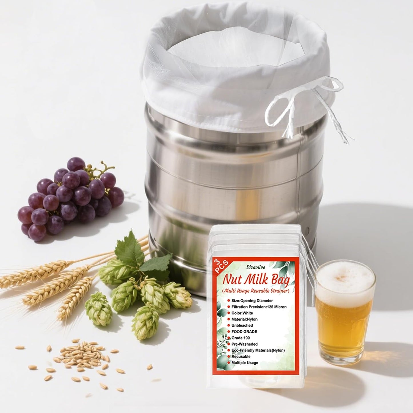 Dizaolive Strainer for Juice Pulp Jelly Juice Cloth Fine Mesh Strainer Nut Milk Bag Sieve Fruit
