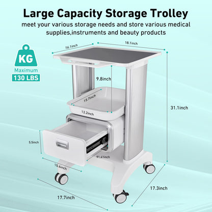 Professional Mobile Medical Trolley with Wheels and Drawers for Home Bedroom Salon Lab Hospital Dental Office Clinic