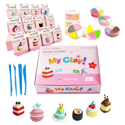 Air Dry Clay for Kids Dream Dessert Designs, Ultra Soft Safe Non-Sticky Clay Set, Play Doh Alternative Polymer Clay Kit, DIY Modeling Clay for School Projects & Party Favors, Clay for Kids Ages 4-12