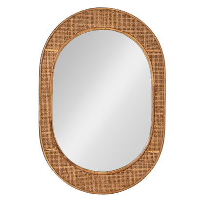 Creative Co-Op Oval Bamboo and Rattan Framed Wall Mirror, Natural