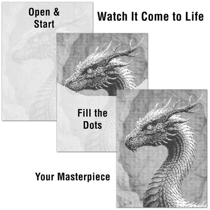 On The Dot Art - Painting Kit for Adults|Enchanted Dragon 13x17 Canvas w/Dual Tip Marker|Relaxing Activity Alternative to Diamond Painting|No Tiny Pcs No Mess Fantasy Mythical Creature Frameable Gift