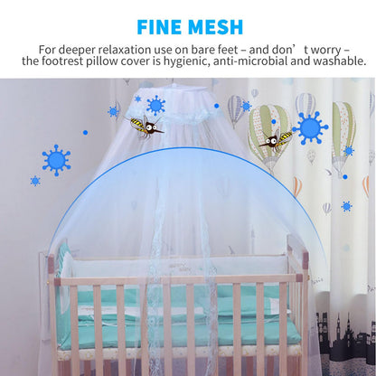 Vawolecy Universal Crib Floor Mosquito Net with Lace, Breathable Crib Netting Bed Curtains Canopy for Baby Kids, Toddler Bed Crib Dome Canopy Netting Without Stand