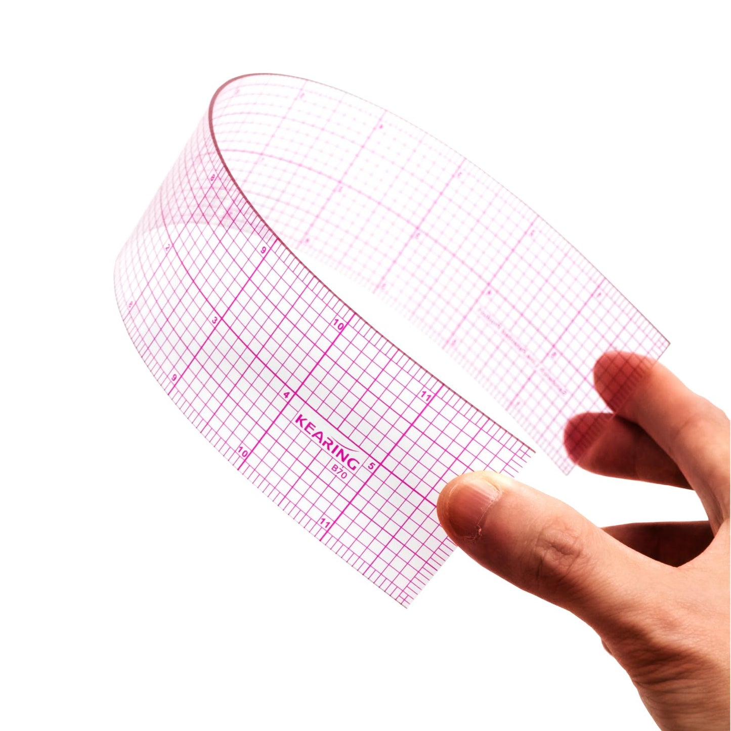 KEARING Clear Sewing Graph Ruler Fashion Design Ruler, Sandwich Line, 2 x 12, Transparent Pattern Making Dress Making Ruler for Sewing Quilting