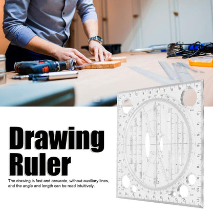 Multifunctional Drawing Ruler, Geometric Drawing Tool, Angle and Circle Maker for School, Office, and Artwork