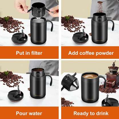 16oz Camping Coffee Maker Pour Over Set, Portable Coffee Kit for Travel, Camping, Offices, Backpacking