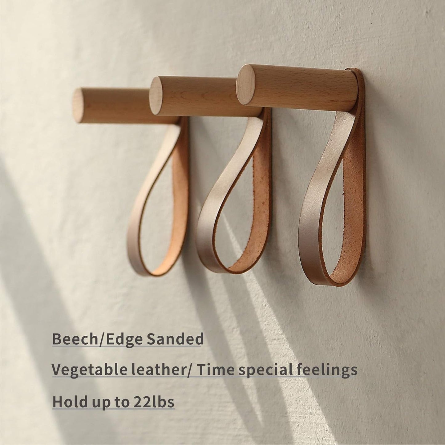 XAOMLP Wooden Coat Hooks - Wall Mounted Vintage Single Organizer Hangers, Handmade Craft Hat Rack, 3pcs