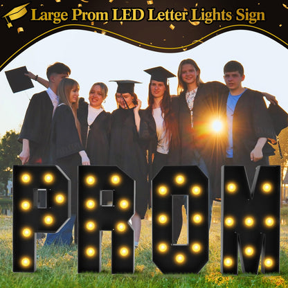 Colingmill 2.4 FT PROM Marquee Letters with 2 Lighting Modes for Class of 2026, PROM Light Up Letters Sign Graduation Decorations for High School College Grad Party Decor LED Backdrop(Black)