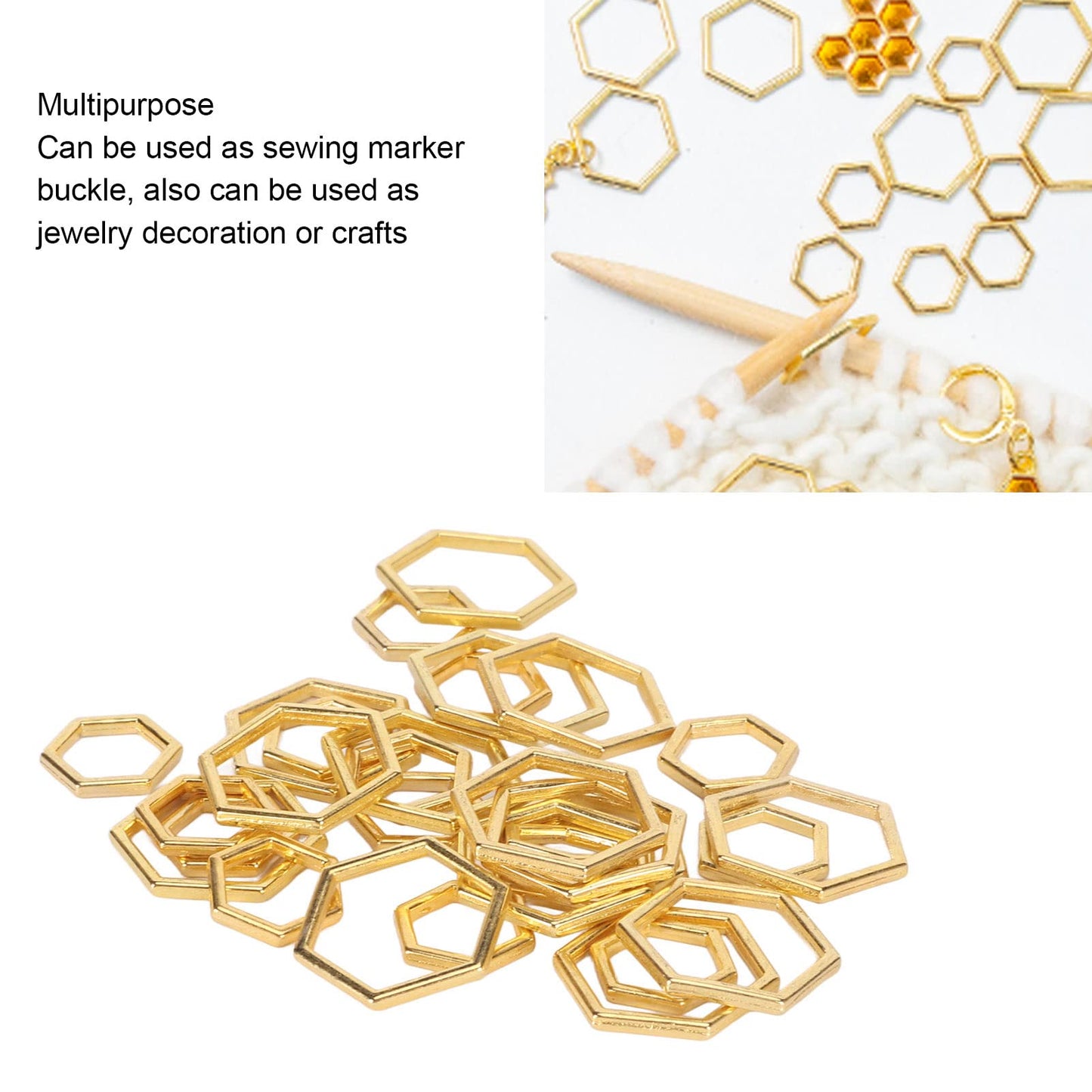 Mrisata Crochet Stitch Markers Stitch Marker Rings Metal Stitch Marker Rings Crochet Locking Accessories 30pcs Hexagonal Knitting Stitch Markers Plating Process Fade Zinc Alloy