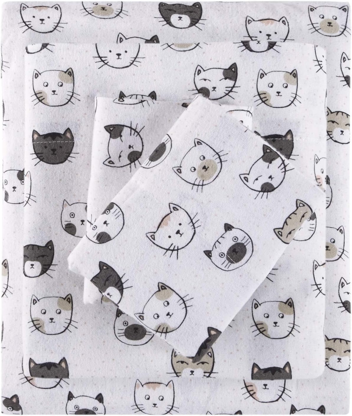 Cozy 100% Set 4 Intelligent Design Soft Cotton Flannel Print Animals Stars Cute Warm, Ultra Soft Cold Weather Sheet