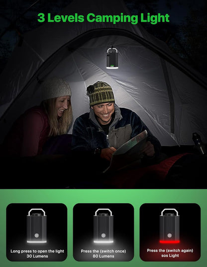 Mini Air Pump Portable, Camping Gear Must Haves, Rechargeable Air Pump for Inflate Deflate with Camping Lights