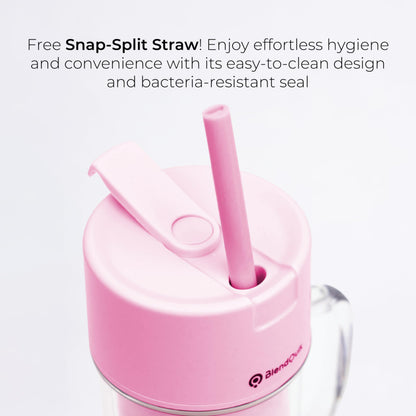 Personal Portable Blender For Shakes & Smoothies, Leakproof & Stylish Portable Mason Jar Shaker, Rechargeable Mini Blender with 10-Blade Blending System 14oz, Pink