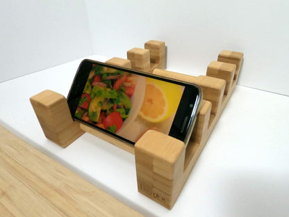 Bamboo Cutting Board Holder - Pot Lid Holder, Cook Book Stand, Stylish Low Profile, 10.38" Lx7 Wx2.5 H