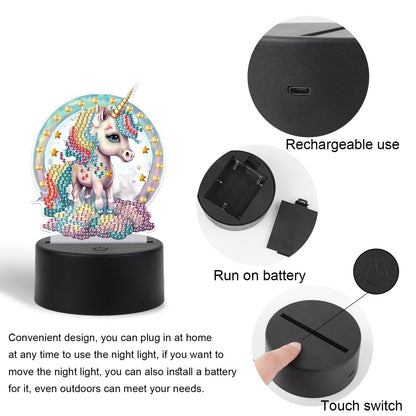 JISHSHAY Diamond Painting Night Light Diamond Art Table Lamps Gem Art LED Lights Gem Painting Desk Lamp Mosaic Kits for Adults DIY Kits for Adults Paint by Numbers,with Special Shaped Crystal,Unicorn