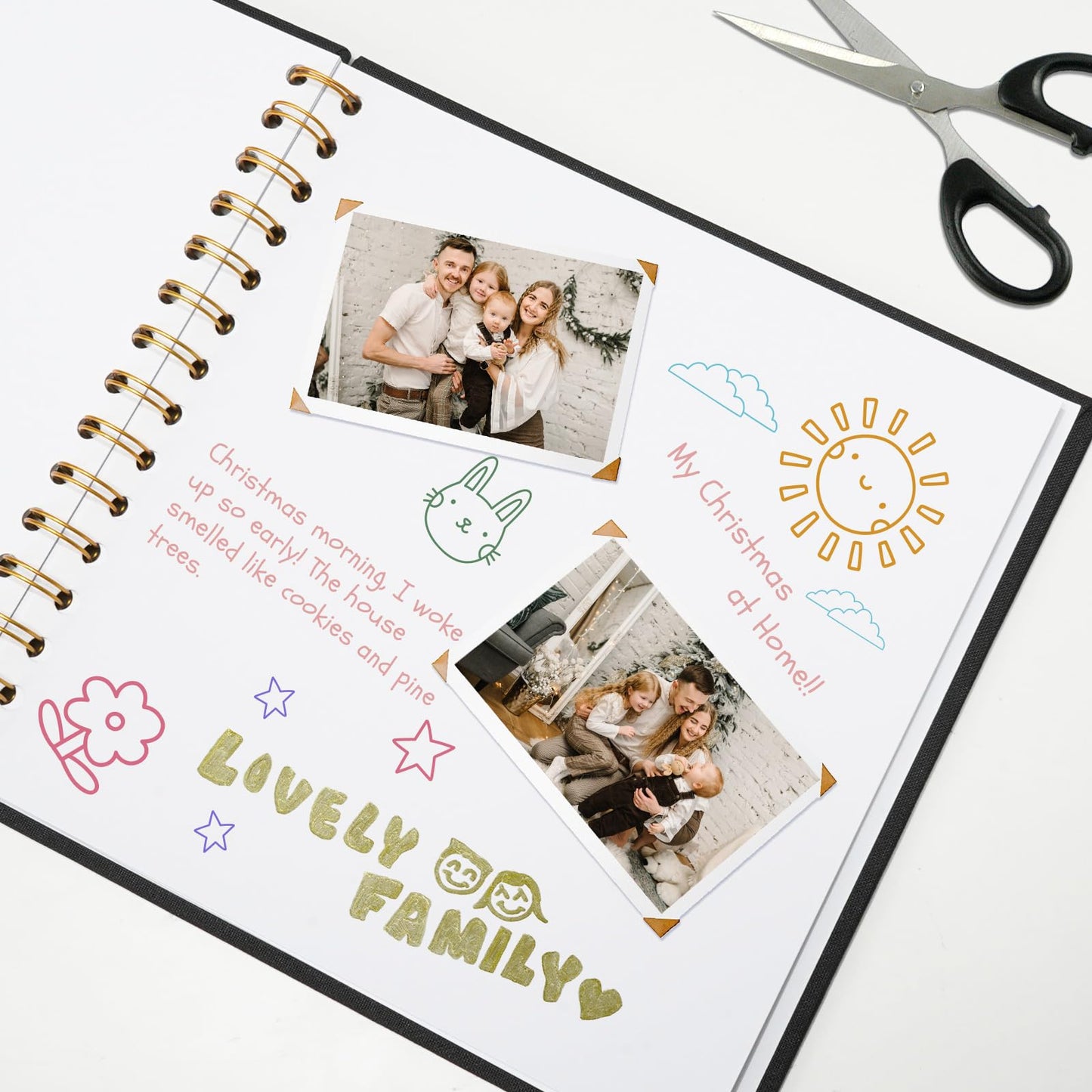 Hiwhy 8x8 Inch Scrapbook DIY Photo Album Linen Cover Hardcover White Pages 20 Sheets Small Scrap Memory Book Black