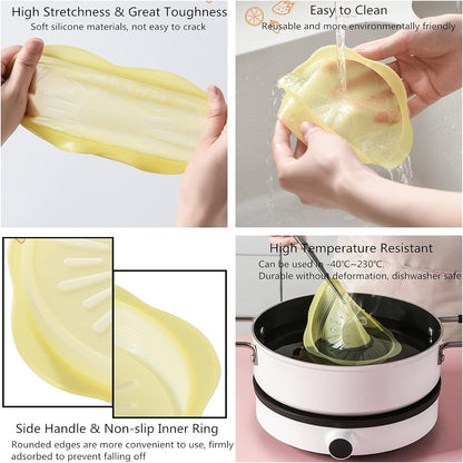 Food Storage Silicone Stretch Lids Set, 6 Pcs Different Sizes, Fruit Pattern Food-grade Reusable Covers, Microwave Safe