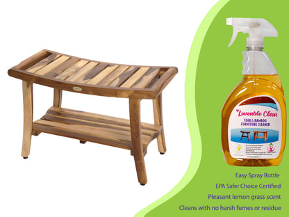 Harmony Teak Bench with Protective Teak Cleaner